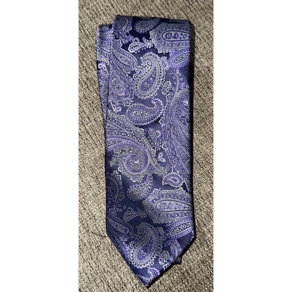 John Sparks Purple Paisley Men's Polyester Necktie 3.25x58"